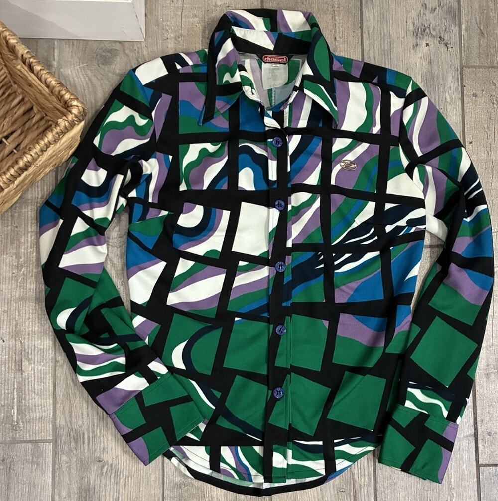 Vintage Diesel Abstract Psychedelic Printed Shirt L Fits Small Y2K